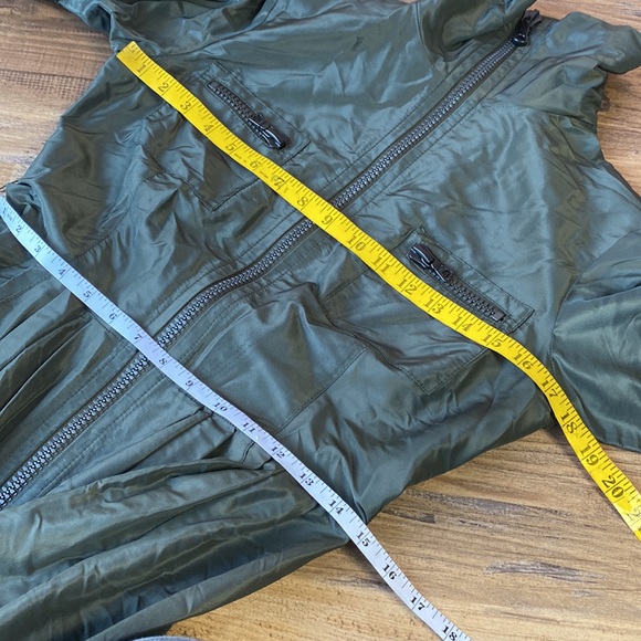 Per Se Silk Dark Green Ballon Sleeve midi Dress size M - Picture 4 of 7